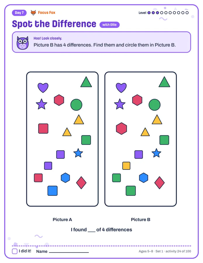 Spot the difference page
